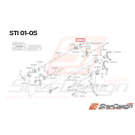 Support ressort grande vitesse Origine Subaru STI 2001 - 2005