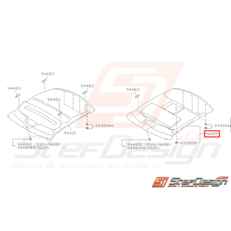 Panneau garniture Toit ouvrant Origine Subaru GT 93-07/97 