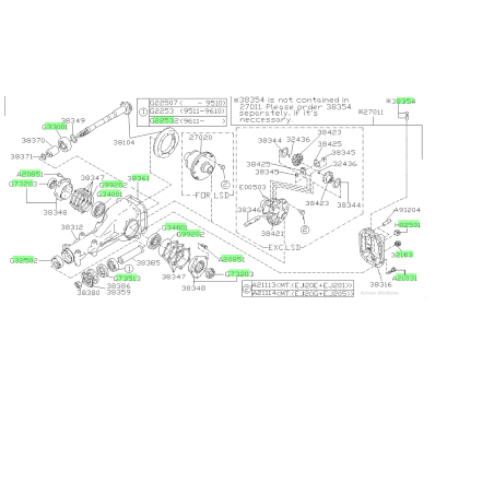 Kit de réfection complet  de pont subaru impreza 92/07 r160