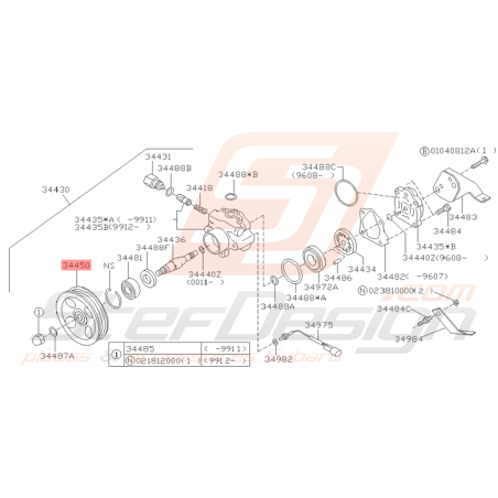 Poulie de Direction Assistée Origine Subaru GT 1997 - 1998