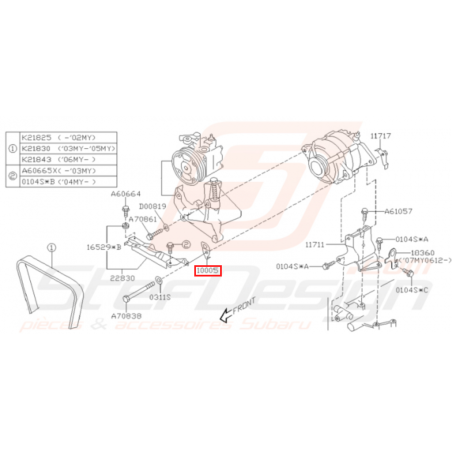 Support avant d'alternateur Origine Subaru GT 02/1997 - 2000