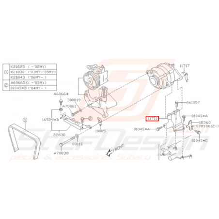 Support d'Alternateur Origine Subaru GT 1993 - 2000