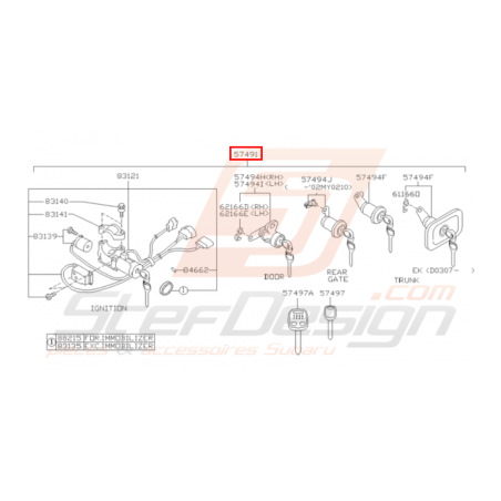 Kit de clé Origine Subaru WRX STI 2003 - 2004