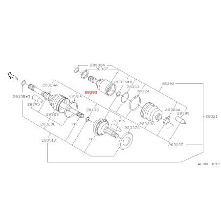 Tête de cardan avant côté roue subaru STI 06-07