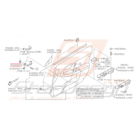 Support Garniture de porte Origine Subaru WRX STI 01-04