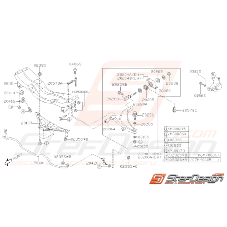 Schéma Suspension Avant Origine Subaru WRX STI 2005