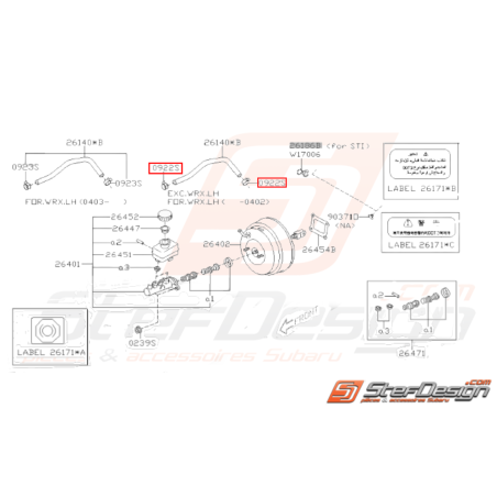 Attache Durite Origine Subaru Impreza GT 1993 - 2000