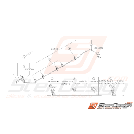 Schéma Conduites frein Origine Subaru WRX STI 01-05 centre