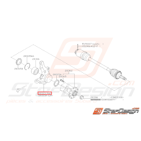 Porte moyeux avant SUBARU WRX 01-07 /STI 01-04 GT du 31/04/1999 au 01/30/2001