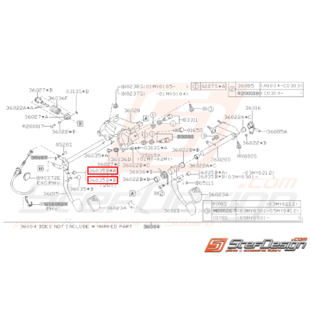 Butée de pédale Origine Subaru GT 1993 - 2000 WRX STI 2001 - 201431234