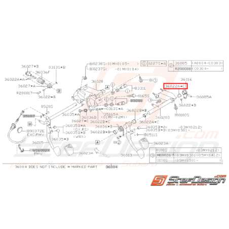 Manchon pédale Accélérateur Origine Subaru GT 98-00 WRX STI 01-1431245