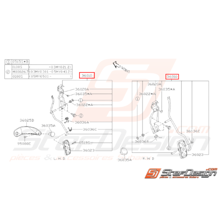 Ensemble Pédale Accélérateur Origine Subaru WRX STI 01-0531264