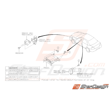 Schéma Coussin à Air Système Origine Subaru WRX STI 2001 - 200531293