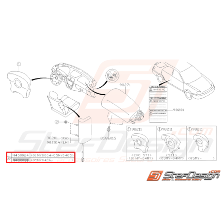 Capuchon Ecru Origine Subaru WRX 2001 - 200531306