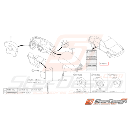 Etiquette Coussin d'Air Origine Subaru WRX 01-05 BRZ 13-1931309