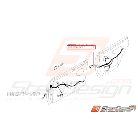 Cordon Porte Arrière Origine Subaru WRX STI 2005 - 200731383