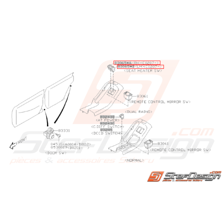 Interrupteur siège chauffant Origine SUBARU GT 93-95 WRX 03-11 STI (Côté Droit ) 06-07 / Diesel31432