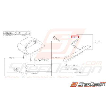 Cordon Feu sur Monture Haute Origine Subaru STI 2003 - 200731585