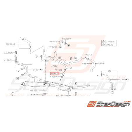 Tuyaux pieuvre d'eau Subaru GT 93 - 00 WRX 01 - 07 STI 01 - 1431753