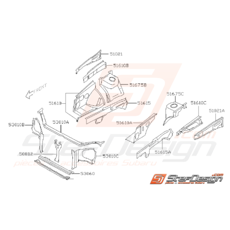 Schéma de Face Avant Origine Subaru WRX STI 2006 - 200732064