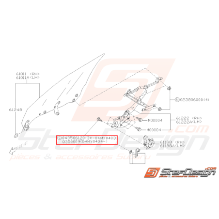 Vis de fixation moteur lève vitre Origine Subaru GT 93-00 WRX STI 01-0732094