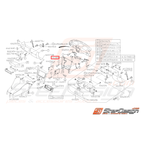 Console de Tableau de Bord Origine Subaru WRX STI 2005 - 200732140