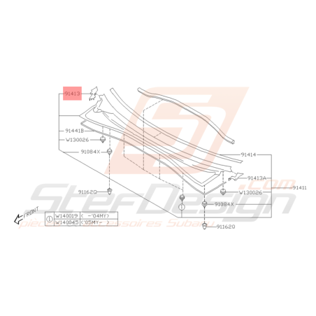 Cache de Baie de Pare-Brise Origine Subaru WRX STI 2006 - 200732223