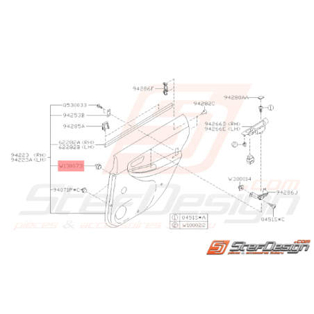 Clips de Portes Arrières Origine Subaru WRX STI 2001 - 200732337