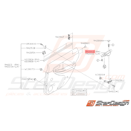 Garniture Lève Vitre Portes Arrières Origine Subaru WRX STI 04/04 - 0732341