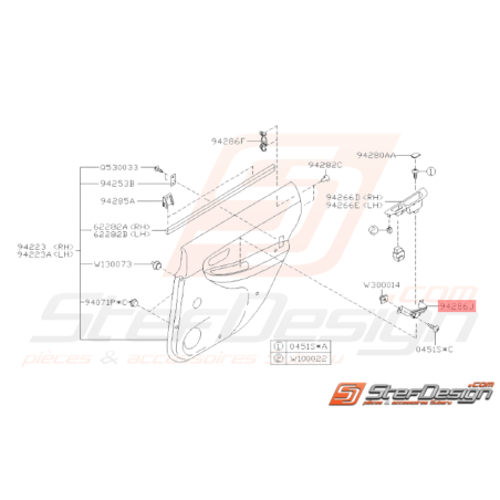 Support Poignée Tirage Arrière Droit Origine Subaru WRX STI 05-0732343