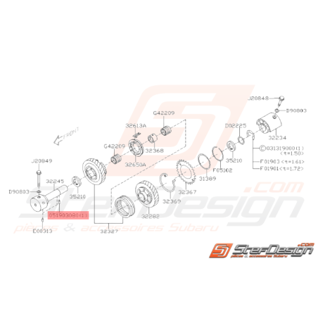 Goupille d'Engrenage Origine Subaru STI 2001 - 201432390