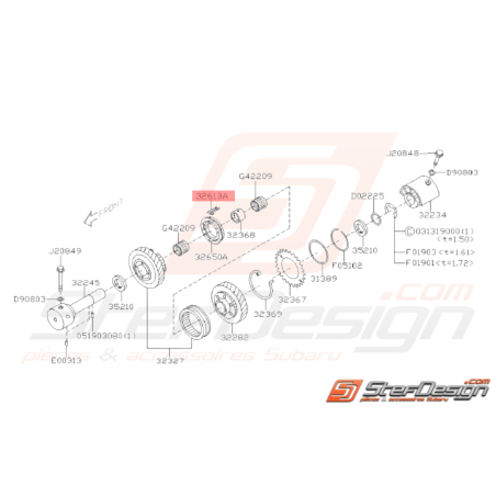 Bonhomme de Verrouillage Origine Subaru STI 2001 - 201432393