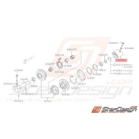 Support Galet Tendeur Marche Arrière Origine Subaru STI 01 - 17/12/0632400