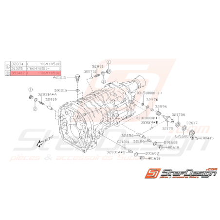 Joint d'axe de verrouillage boite 6 vitesses STI 2001 - 10/05/200632490