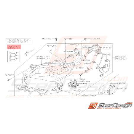 Visserie Phare Xénon Origine Subaru WRX STI 2006 - 201432701