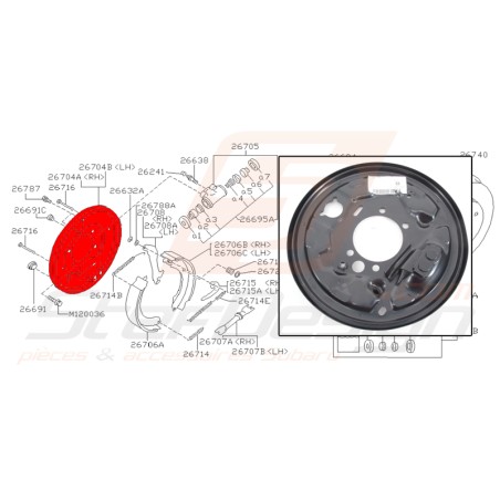 Flasque arrière pour Subaru Impreza GL EJ201 199832886