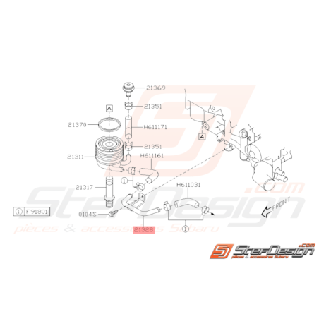 Tuyau Modine d'Huile Origine Subaru WRX 2008 - 2010 STI 2008 - 201932956