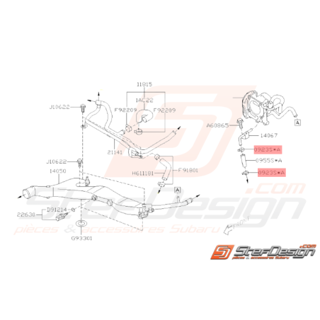 Attache tuyaux bouchon bypass Origine Subaru GT 93-00 WRX 01-10 STI 01-14 BRZ 13-19 FORESTER 97-0232969