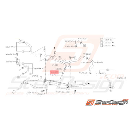 Tuyaux pieuvre d'eau Subaru GT 93 - 00 WRX 01 - 07 STI 01 - 1432981