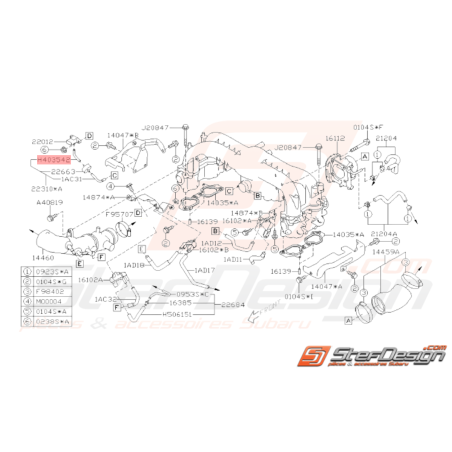 Durite d'air coudé t de turbo Origine Subaru GT 97-00 WRX 01-1033009