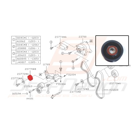 Galet pour courroie de climatisation pour Subaru BRZ 2013 - 201933093