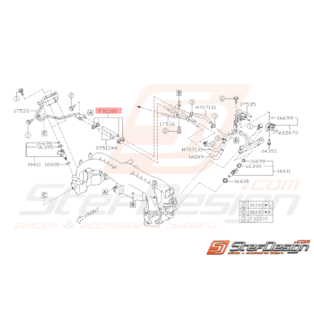 Attache tuyau régulateur pression Origine Subaru GT 93-00 WRX STI 01-14 FORESTER 97-0233104