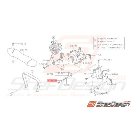 Axe d'alternateur Origine Subaru GT 93-00 WRX STI 01-14 FORESTER 97-0233465