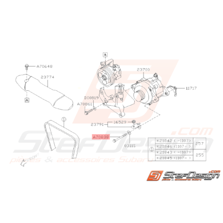 Axe d'alternateur Origine Subaru GT 93-00 WRX STI 01-14 FORESTER 97-0233479