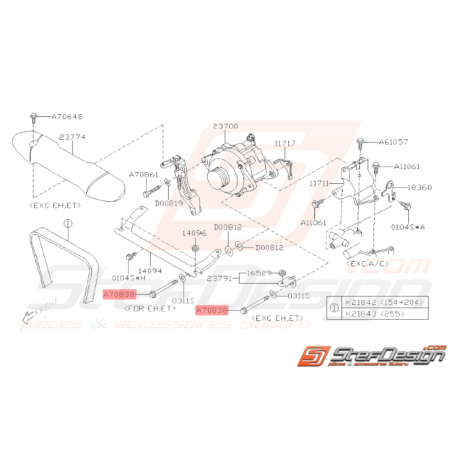 Axe d'alternateur Origine Subaru GT 93-00 WRX STI 01-14 FORESTER 97-0233500