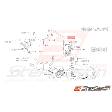 Durite de retour de crémaillère Origine Subaru WRX STI 2008 - 201433579