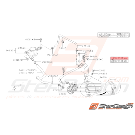 Joint torique de durite de crémaillère de direction SUBARU WRX STI / P1 / TYPE R33584