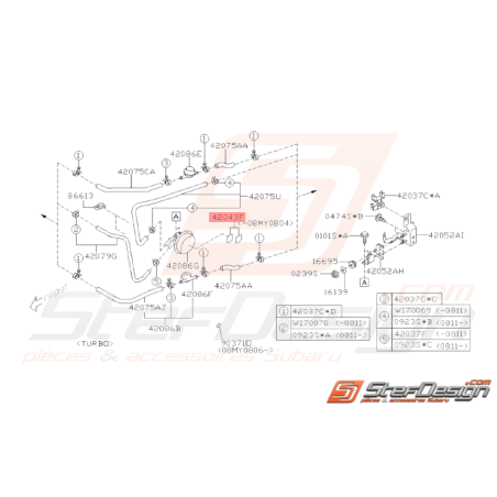 Coussin Canalisation Carburant Origine Subaru WRX STI 08 - 04/08/0833637