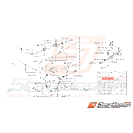 Attache Durite Origine Subaru GT 05/95 - 96 WRX STI 21/11/08 - 1433697