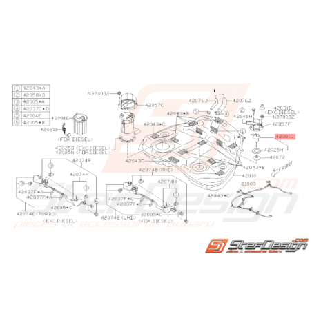 Capteur de niveau d'essence Origine Subaru WRX STI 2008 - 201433843